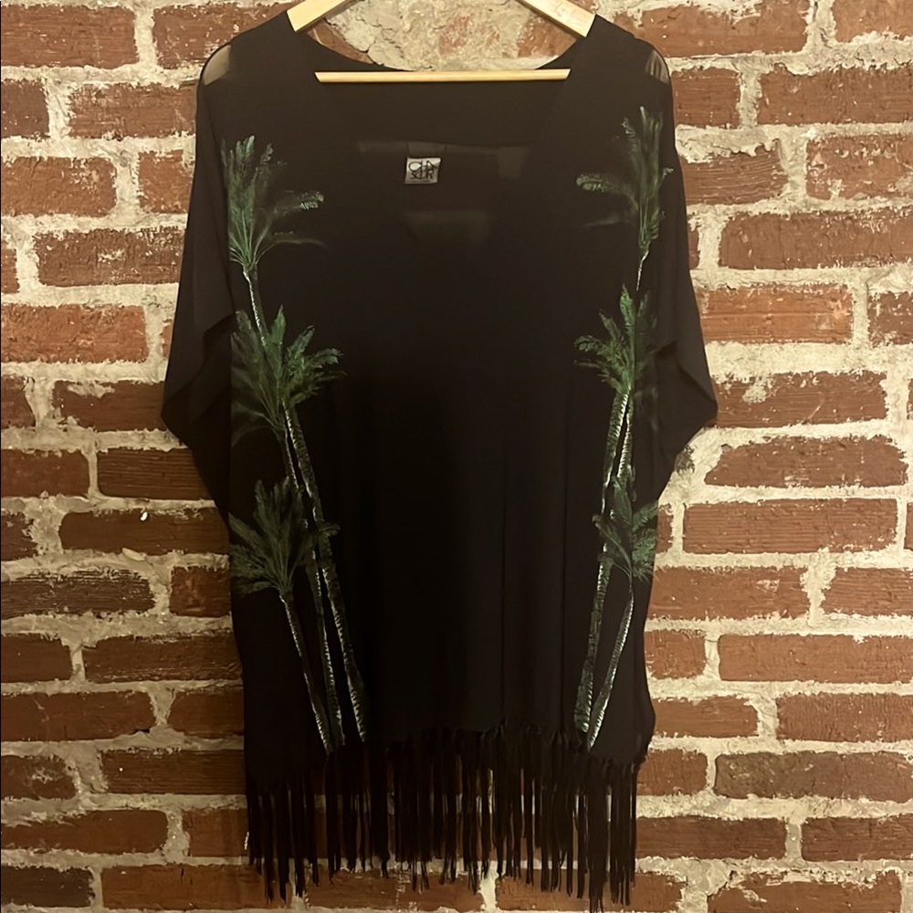 Chaser beach cover up Black Palm Tree Fringe